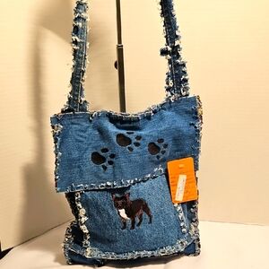 Denim French Bulldog Handbag